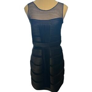 Cache Women's 8 Black‎ Dress Illusion Sheer Neck Sleeveless Cocktail Formal